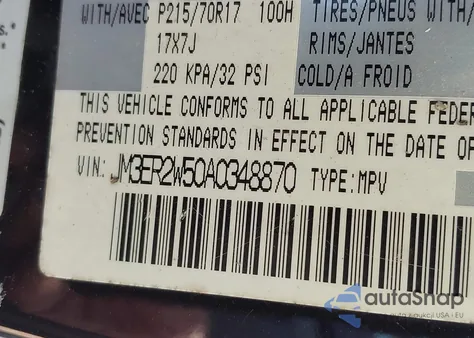 2010 Mazda Cx-7 I Sport из США, поврежденный, VIN JM3ER2W50A0348870